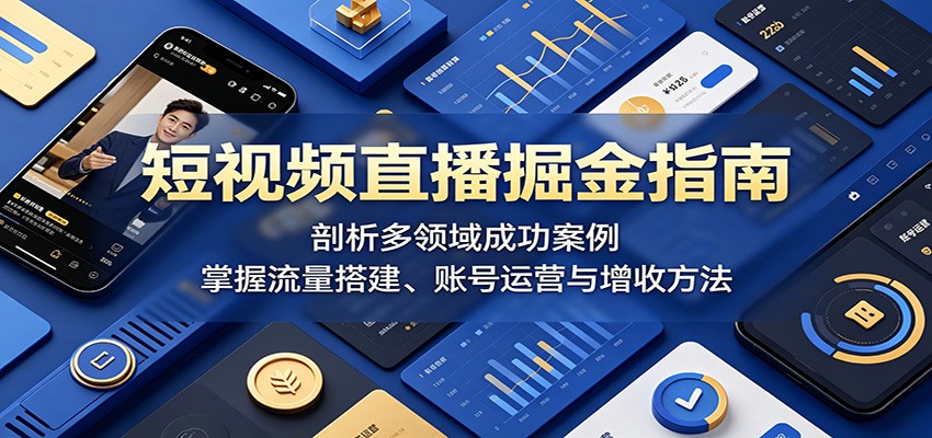 短视频直播掘金指南:剖析多领域成功案例,掌握流量搭建、账号运营与增收方法-聚力云网创