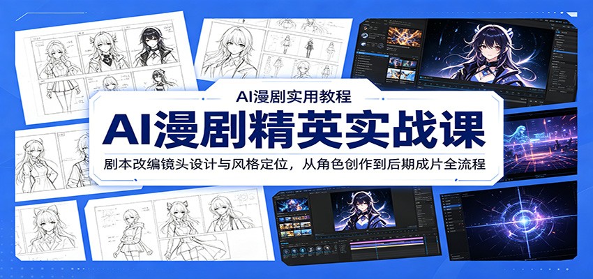AI漫剧精英实战课：剧本改编镜头设计与风格定位，从角色创作到后期成片全流程-聚力云网创