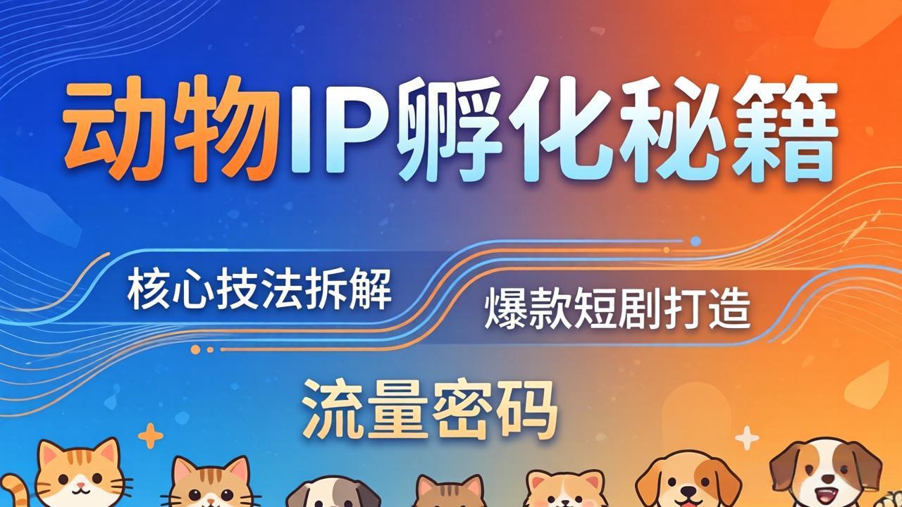 动物IP孵化全套秘籍，三大核心技法拆解，打造爆款萌宠短剧，轻松拿捏赛道流量密码-聚力云网创