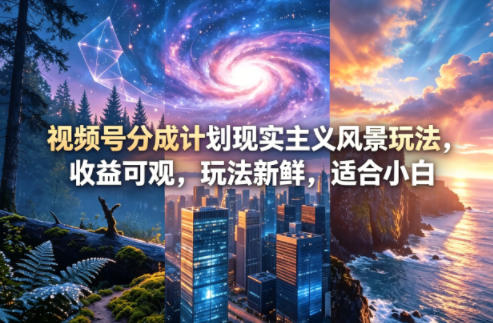 视频号分成计划现实主义风景玩法,收益可观,玩法新鲜,适合小白-聚力云网创
