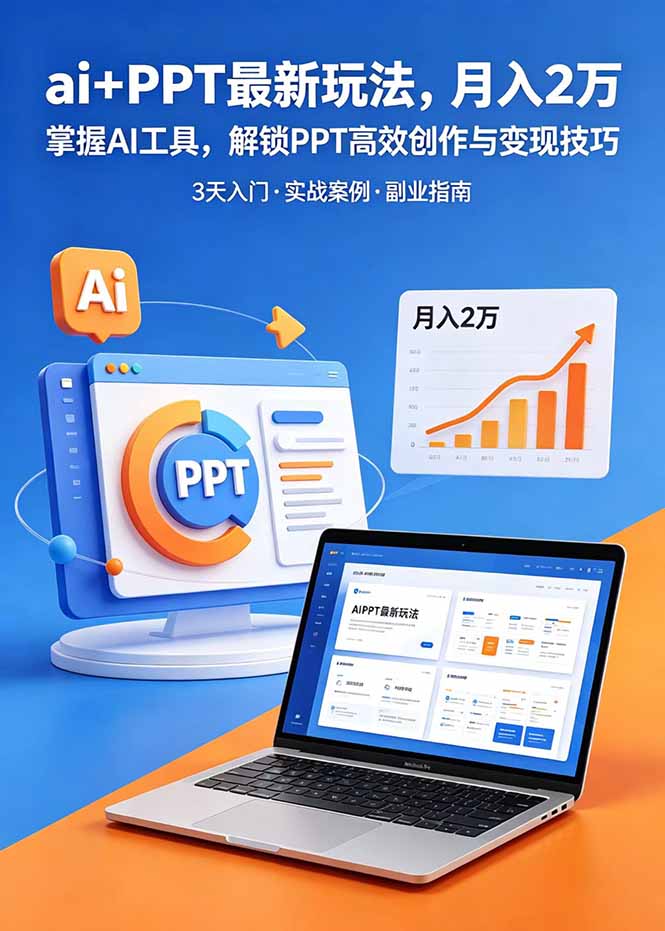 ai+PPT最新玩法，月入2万掌握AI工具，解锁PPT高效创作与变现技巧3天入门，实战案例·副业指南-聚力云网创