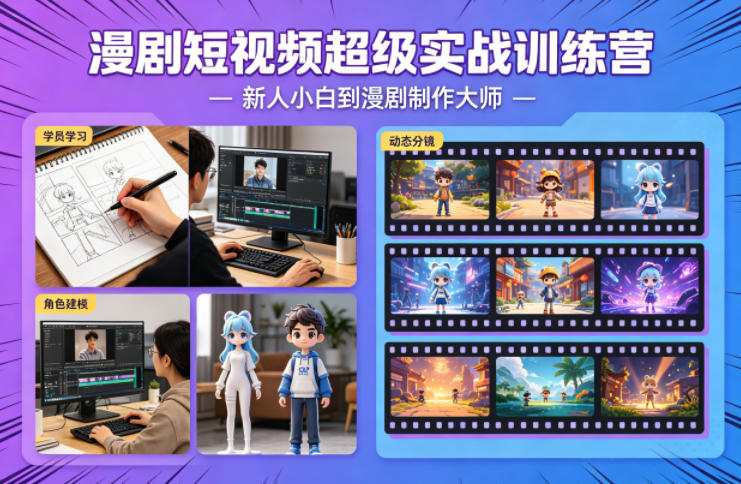 漫剧短视频超级实战训练营，新人小白到漫剧制作大师-聚力云网创