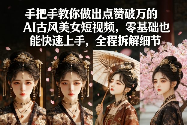 手把手教你做出点赞破万的AI古风美女短视频，零基础也能快速上手，全程拆解细节-聚力云网创