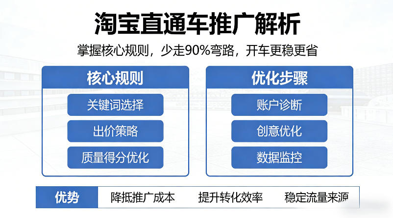 淘宝直通车推广解析,掌握核心规则,少走90%弯路,开车更稳更省-聚力云网创