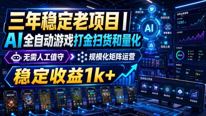稳定三年的海外游戏全自动搬砖玩法,日入千元,无脑操作!-聚力云网创