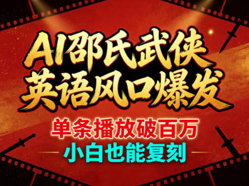 AI邵氏武侠英语风口爆发,单条播放破百万,小白也能复刻-聚力云网创