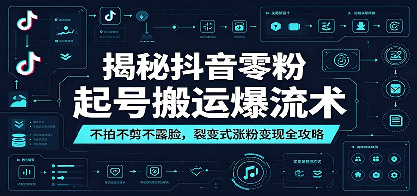 揭秘抖音零粉起号搬运爆流术：不拍不剪不露脸，裂变式涨粉变现全攻略-聚力云网创