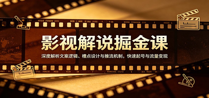 影视解说掘金课：深度解析文案逻辑、槽点设计与推流机制，快速起号与流量变现-聚力云网创