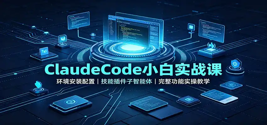 ClaudeCode小白实战课:环境安装配置,技能插件子智能体,完整功能实操教学-聚力云网创