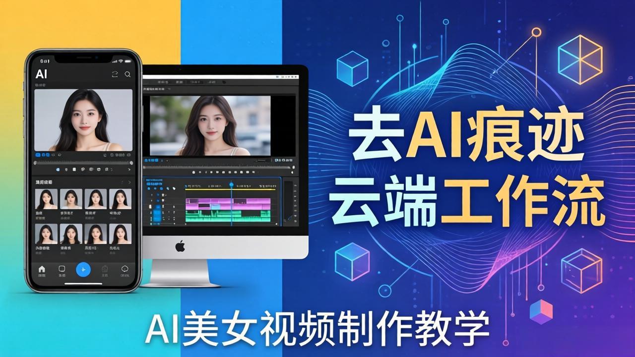 AI美女视频制作教学：去AI痕迹，云端工作流出图，手机电脑均可，不需要配置-聚力云网创