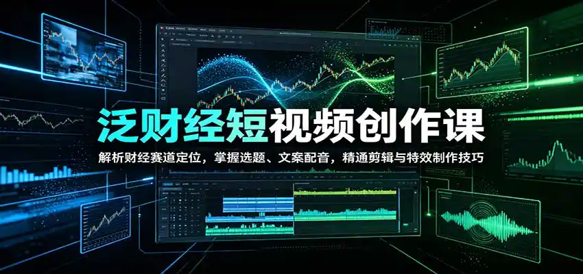泛财经短视频创作课：解析财经赛道定位，掌握选题、文案配音，精通剪辑与特效制作技巧-聚力云网创