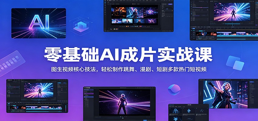 零基础AI成片实战课:图生视频核心技法,轻松制作跳舞、漫剧、短剧多款热门短视频-聚力云网创