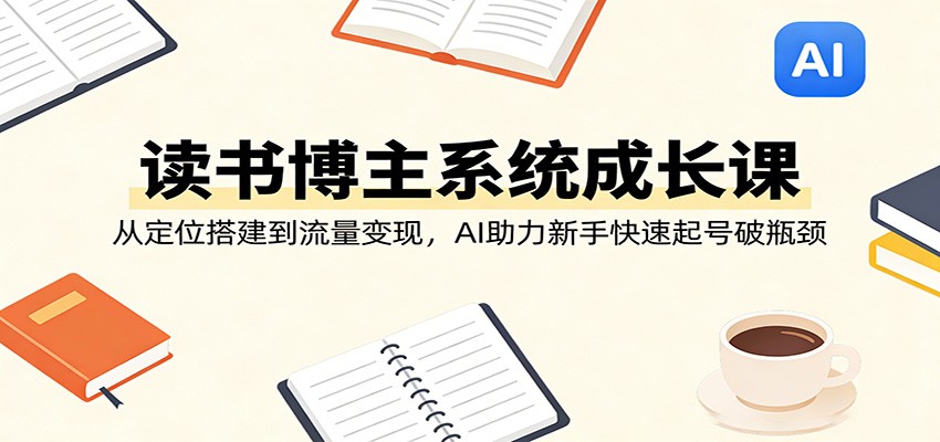 读书博主系统成长课:从定位搭建到流量变现,AI助力新手快速起号破瓶颈-聚力云网创