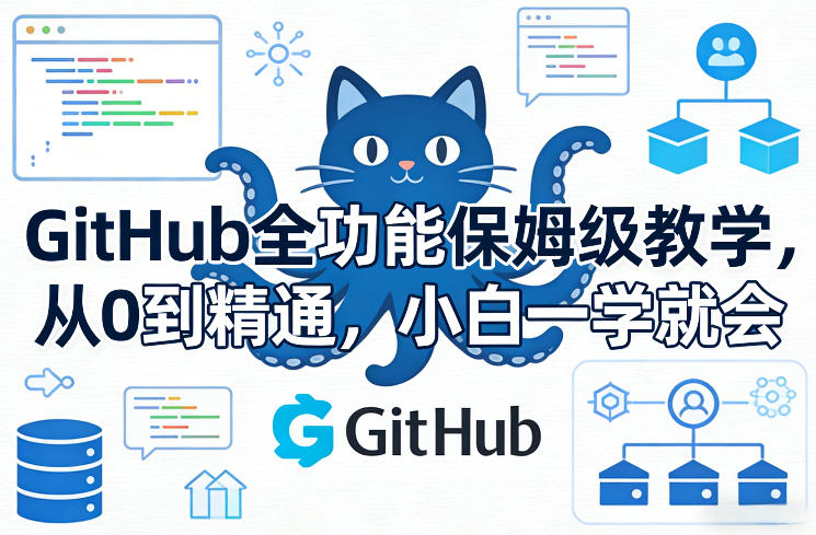 GitHub全功能保姆级教学，从0到精通，小白一学就会-聚力云网创