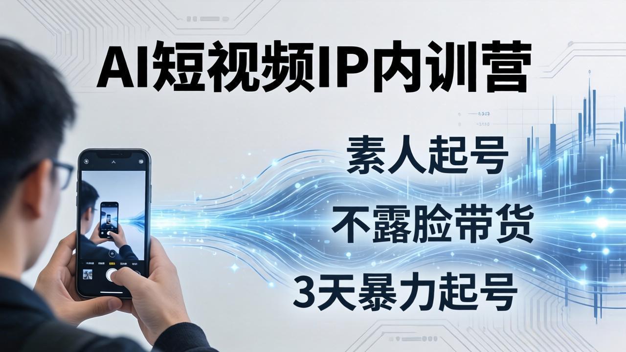 2026AI短视频IP内训营：从素人起号到不露脸带货，3天暴力起号全流程拆解-聚力云网创