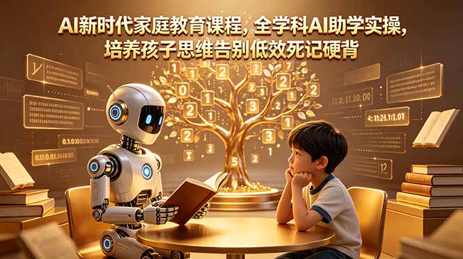 AI新时代家庭教育课程,全学科AI助学实操,培养孩子思维告别低效死记硬背-聚力云网创