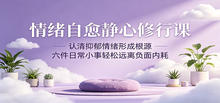 情绪自愈静心修行课:认清抑郁情绪形成根源,六件日常小事轻松远离负面内耗-聚力云网创