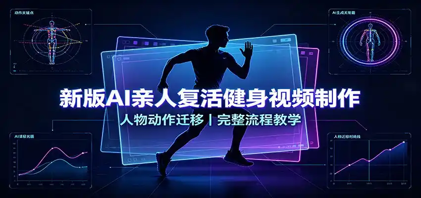 新版AI亲人复活健身视频制作，人物动作迁移，完整流程教学-聚力云网创