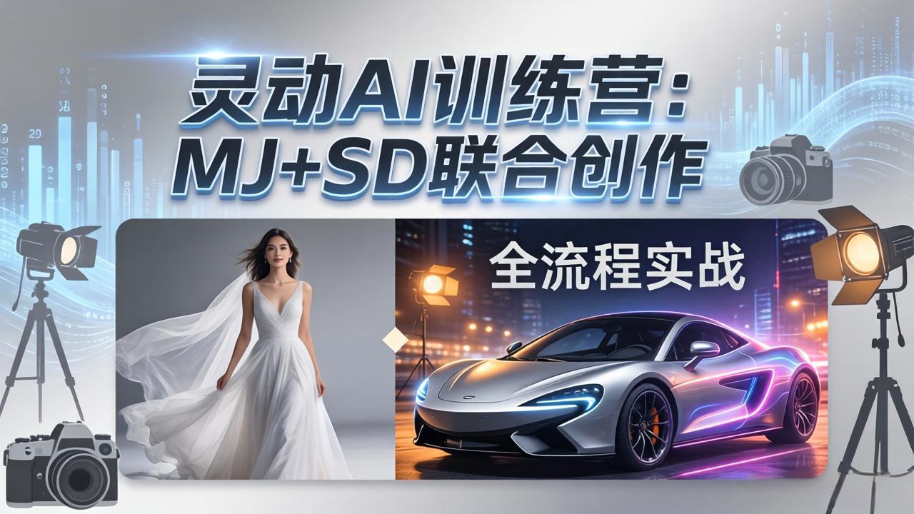 灵动AI训练营-3.0课程：MJ+SD联合创作，从婚纱大片到汽车广告，摄影后期全流程实战-聚力云网创