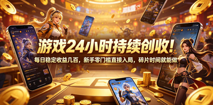 游戏24小时持续创收！每日稳定收益几百，新手零门槛直接入局，碎片时间就能做【揭秘】-聚力云网创