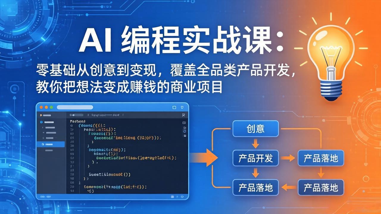 AI编程实战课-第三期-6月更新：零基础从创意到变现，覆盖全品类产品开发，把想法变成赚钱项目-聚力云网创