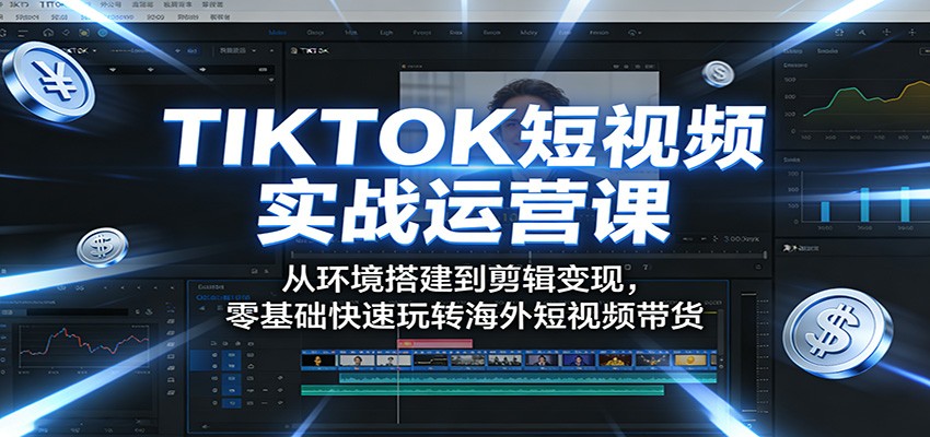 TIKTOK短视频实战运营课：从环境搭建到剪辑变现，零基础快速玩转海外短视频带货-聚力云网创