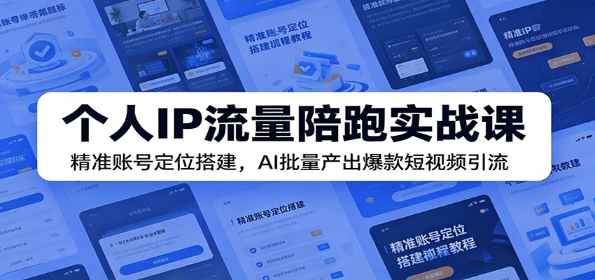 个人IP流量陪跑实战课：精准账号定位搭建，AI批量产出爆款短视频引流-聚力云网创