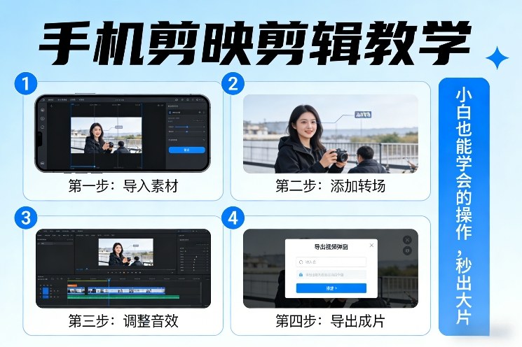 手机剪映剪辑教学，小白也能学会的操作，秒出大片-聚力云网创