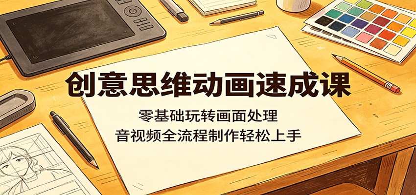 创意思维动画速成课：零基础玩转画面处理，音视频全流程制作轻松上手-聚力云网创