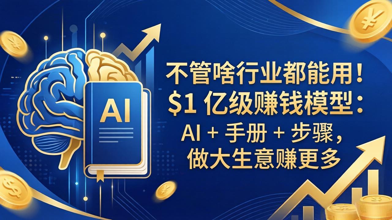 不管啥行业都能用！$1 亿级赚钱模型：AI + 手册 + 步骤，做大生意赚更多-聚力云网创