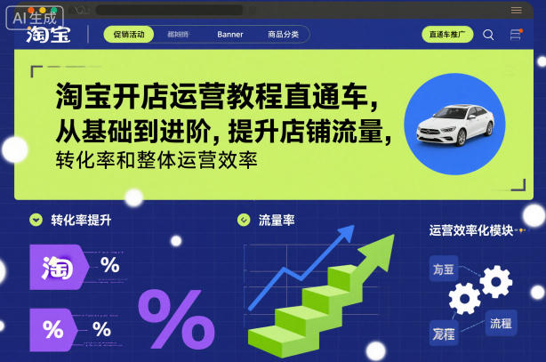 淘宝开店运营教程直通车,从基础到进阶,提升店铺流量,转化率和整体运营效率(更新26年3月24日)-聚力云网创