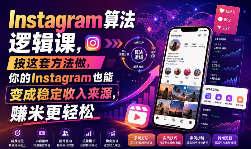 Instagram算法逻辑课,按这套方法做,你的Instagram也能变成稳定收入来源,賺米更轻松【原创双语字幕】-聚力云网创