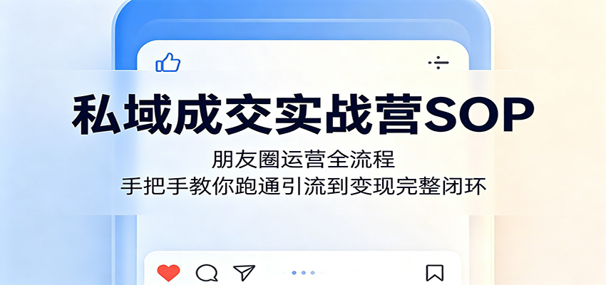 私域成交实战营SOP：朋友圈运营全流程，手把手教你跑通引流到变现完整闭环-聚力云网创