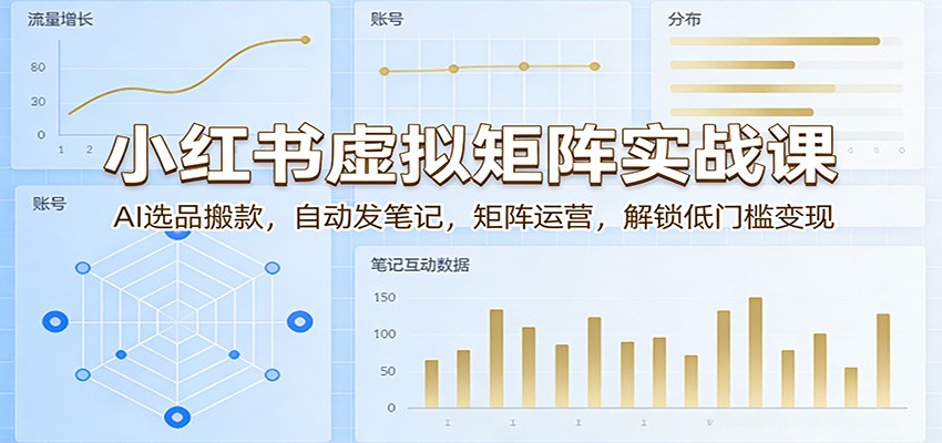 小红书虚拟矩阵实战课：AI选品搬款，自动发笔记，矩阵运营，解锁低门槛变现-聚力云网创