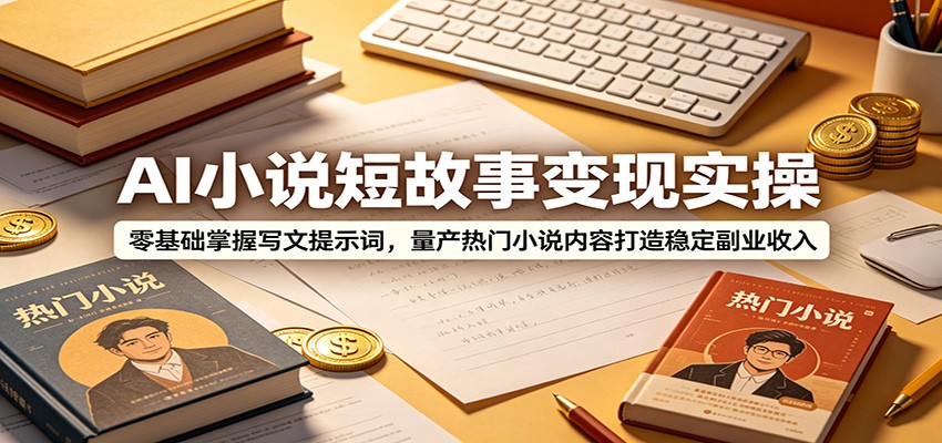 AI小说短故事变现实操：零基础掌握写文提示词，量产热门小说内容打造稳定副业收入-聚力云网创