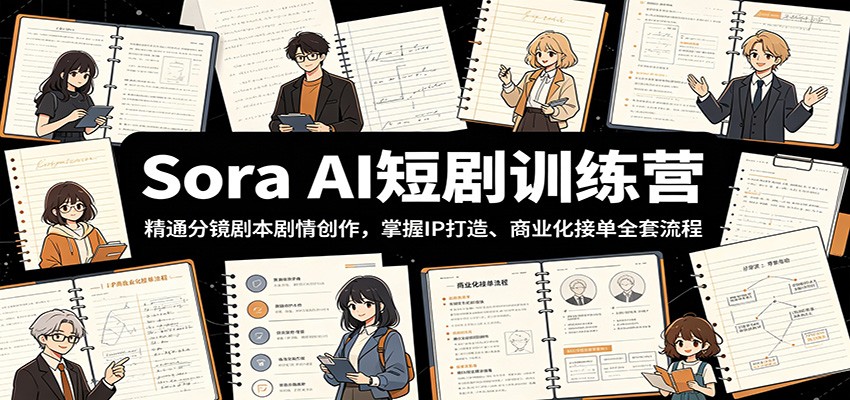 Sora AI短剧训练营：精通分镜剧本剧情创作，掌握IP打造、商业化接单全套流程-聚力云网创