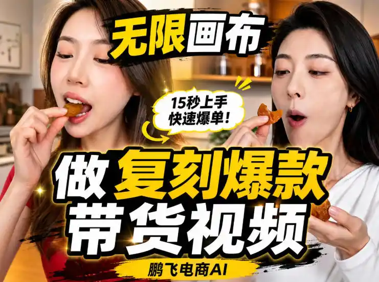 无限画布实操教程,搭一个炸裂级黑科技工作流——一键复刻爆款带货视频-聚力云网创