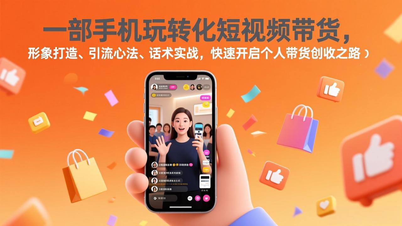 一部手机玩转化短视频带货，形象打造、引流心法、话术实战，快速开启个人带货创收之路-聚力云网创