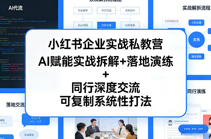 小红书企业实战私教营,AI赋能实战拆解+落地演练+同行深度交流,可复制系统性打法-聚力云网创