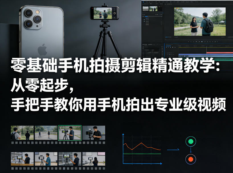 零基础手机拍摄剪辑精通教学：从零起步，手把手教你用手机拍出专业级视频-聚力云网创