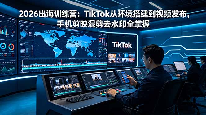 2026出海训练营：TikTok从环境搭建到视频发布，手机剪映混剪去水印全掌握-聚力云网创