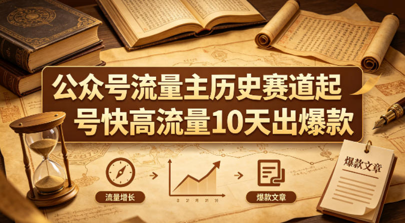 公众号流量主之历史赛道，起号快+高流量，10天就能出爆款！-聚力云网创