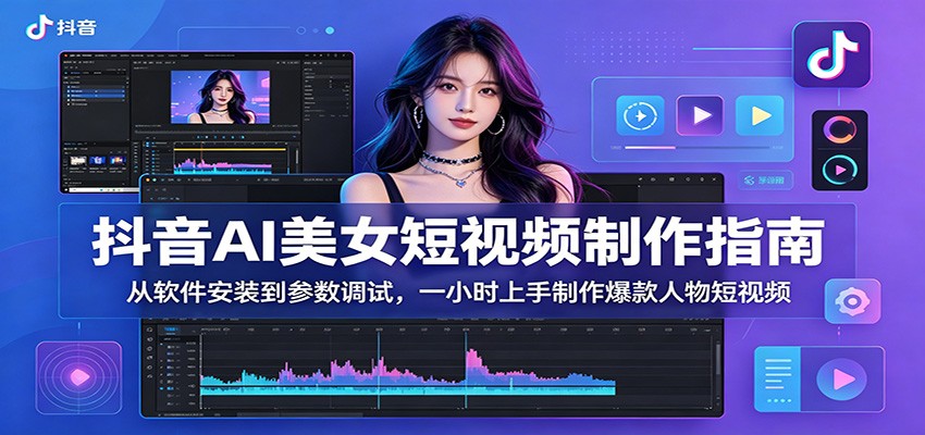抖音AI美女短视频制作指南：从软件安装到参数调试，一小时上手制作爆款人物短视频-聚力云网创