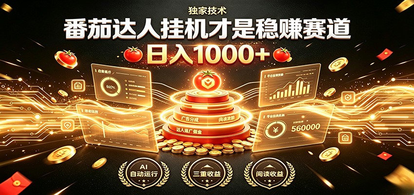 别再瞎找副业！番茄达人挂机才是稳赚赛道 日入1000+-聚力云网创