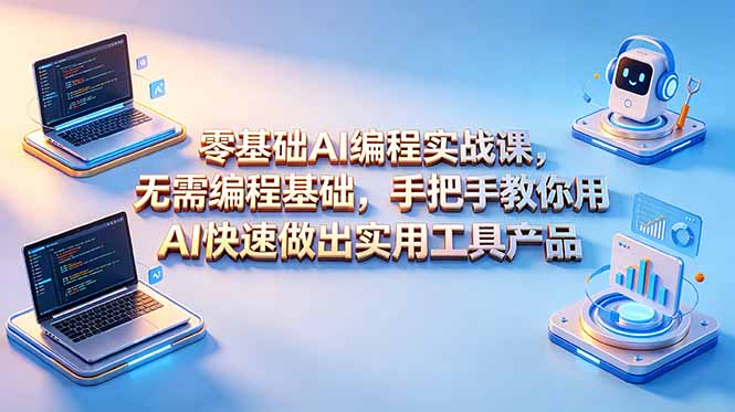 零基础AI编程实战课-更新，无需编程基础，手把手教你用AI快速做出实用工具产品-聚力云网创