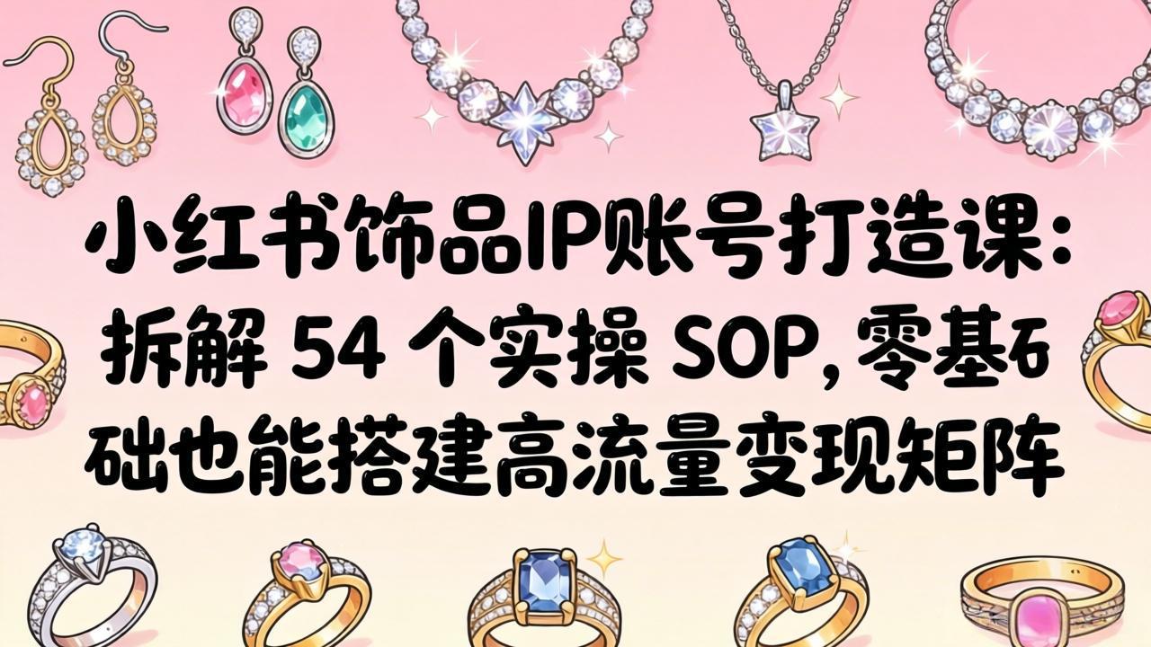 小红书饰品IP账号打造课：拆解 54 个实操 SOP，零基础也能搭建高流量变现矩阵-聚力云网创
