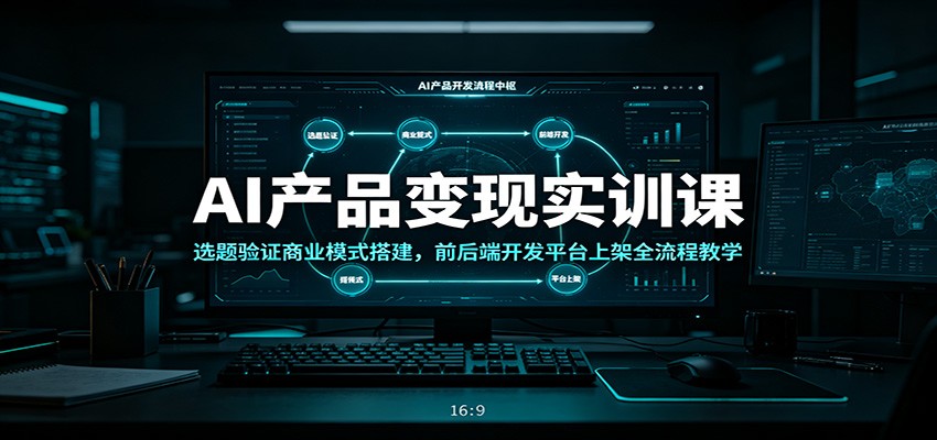AI产品变现实训课：选题验证商业模式搭建，前后端开发平台上架全流程教学-聚力云网创