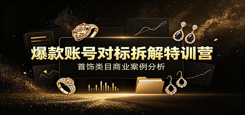 爆款账号对标拆解特训营：首饰类目商业案例分析，配套完整资料内容-聚力云网创