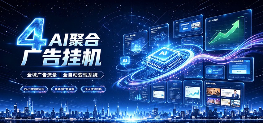 全域广告流量聚合，AI无人挂机稳赚佣金，打造长期稳定被动收入副业-聚力云网创