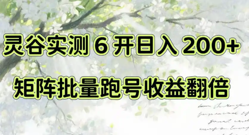 一台电脑就能做!灵谷实测6开日入200+,矩阵批量跑号收益翻倍【揭秘】-聚力云网创